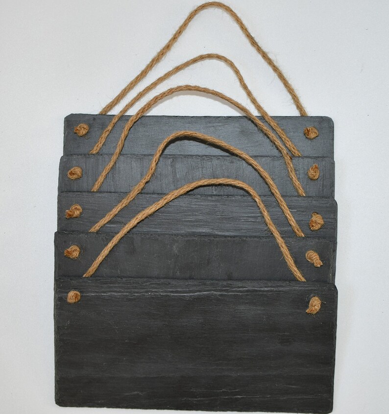 Pack Of 5 Slate Hanging Sign Plaques Arts And Crafts Supplies Etsy