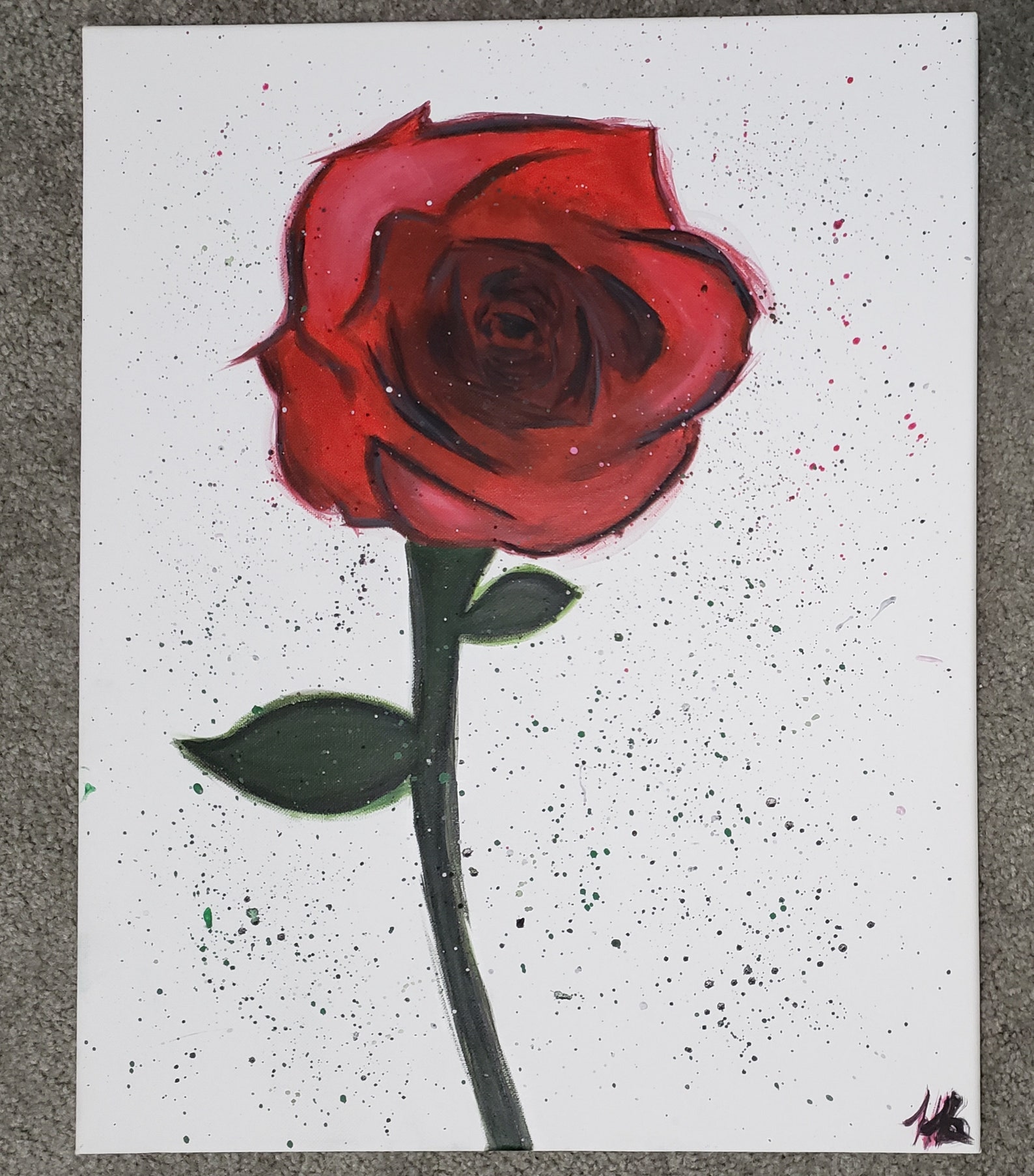 Rose Splatter Painting Etsy