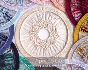 59cm Macrame mandala circle wall art. Made in Australia, natural neutral colours, pastels, turquoise, blues, coral, maroon red, mustard, etc