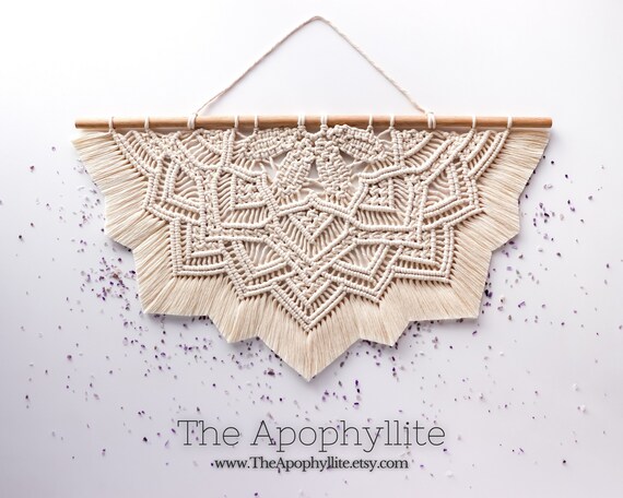 Macrame Wall Hanging Large 70cm Natural Cotton Half Mandala