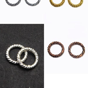 22 Pcs 12mm Twisted Closed Bali Jump Rings Antique Silver Plated Antique Copper Sterling Silver Plated 18k Gold Plated Jewelry Making B800
