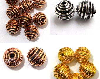10mm 12mm Bali Bead Antique Sterling Silver Plated Antique Copper Antique Gold Plated 18k Gold Plated Jewelry Making Bead B607