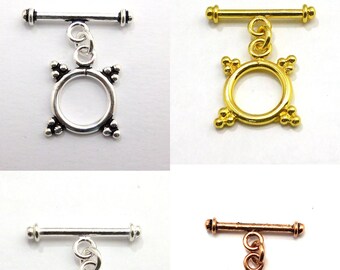 3 Sets 20X24mm Bali Toggle Clasp Antique Copper Antique Gold Plated Antique Silver Plated 18k Gold Plated B563