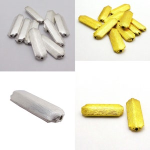 20mm 25mm Sterling Silver Plated 18k Gold Plated Long Brushed Bead Matte Bead B102