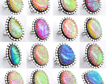 Natural Triplet Opal Gemstone Same Design Rings Lot, 925 Silver Plated Gemstone Ring, Women Jewelry, Beautiful Sale, Gemstone Ring