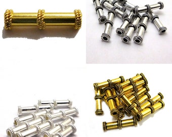 8 Pieces 23X3mm Bali Tube Bead Antique Sterling Silver Plated Over Copper B489