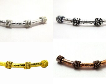 8 Pieces 23X3mm Bali Tube Bead Antique Sterling Silver Plated Over Copper B489