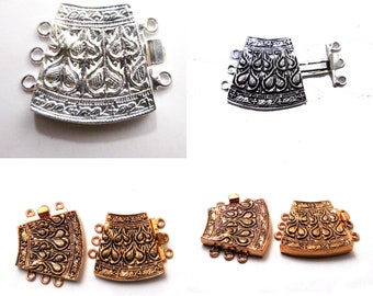 Bali Sterling Silver /& Triple Strand Box Clasp 16mm X 14mm Clasp Antiqued Silver Clasp Triple Strand Clasp .925 Clasp Silver Box Clasp