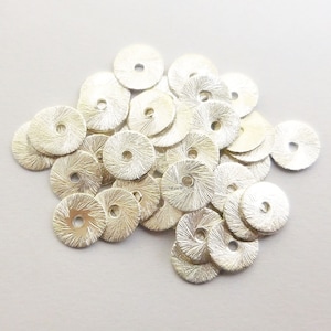 4mm 6mm 8mm 10mm 12mm 14mm Brushed Flat Disc Sterling Silver Plated  brushed flat disk Heishi Bead matte disc