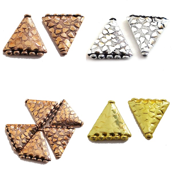 5 Pcs 18x18x3mm Multi Strand Triangle Connector Five Holes Bead Oxidized Silver Plated Oxidized Copper 18k Gold Plated B100