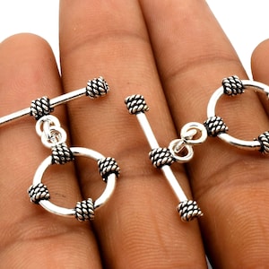 3 Sets 27X17mm Bali Toggle Clasp Antique Sterling Silver Plated Hook Clasp Jewelry Making Toggle Clasp B414