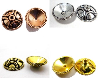 7 piezas 14X5mm Bali Bead Cap Chapado en plata antigua Cobre antiguo Chapado en oro antiguo Chapado en plata de ley Chapado en oro de 18k B74