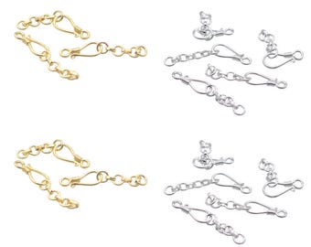 4 Pc 45X10mm Bali S Hook Clasp With Chain Sterling Silver Plated, 18k Gold Plated Jewelry Making Clasp B1070