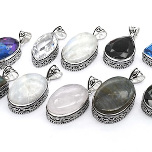Fine Pendant Necklace Jewelry Handmade Designer Pendant Necklace For Women, Assorted Silver Plated, Wholesale Lot Pendant For Bulk Sale