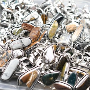 100 Pieces Ring Lot / Bulk rings /Handmade Jewelry / Wholesale Ring / Mixed Sizes and Adjustable / 925 Sterling Silver Plated Jewelry