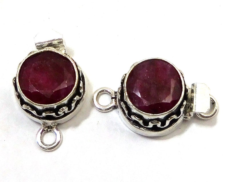 1 Piece Bali Box Clasp Emerald Ruby Sterling Silver Plated 24k Gold Plated Multi Strand Ruby 24X19X10MM B 631