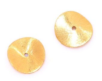 50 Pieces 6mm Brushed Potato Chip Wavy Disc Beads 18k Gold Plated Heishi Bead Curved Disc