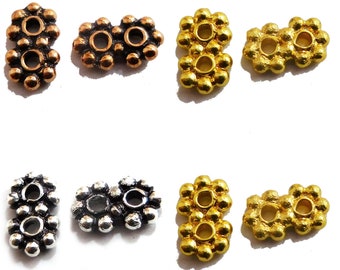 19 Pcs 6X10mm Multi Strand Daisy Spacer Bar Heishi Bead 2 Holes Oxidized Silver Plated Oxidized Copper 18k Gold Plated Jewelry Making Bead