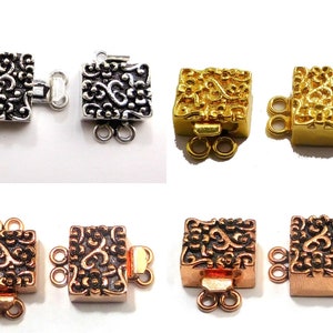 1 Stück 28X18X7mm Multi Strang Quadrat 2 Strang Bali Box Verschluss Oxidiertes Silber überzogen oxidiertes Kupfer 18k vergoldet Schmuckherstellung Verschluss B203