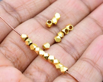 225 Pcs 1.5mm Tiny Spacer Beads Diamond Cut Faceted Spacer Beads 18k Gold Plated Jewelry Making Bead B1052