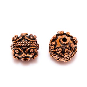 8mm 10mm 12mm 14mm Bali Bead Oxidized Sterling Silver Plated 18k Gold Plated Antique Copper Jewelry Making Bead B4 Oxidized Copper