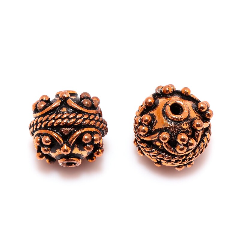 8mm 10mm 12mm 14mm Bali Bead Oxidized Sterling Silver Plated 18k Gold Plated Antique Copper Jewelry Making Bead B4 Oxidized Copper