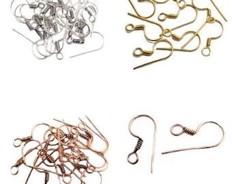30 Pcs 21X10mm Earring Wire Findings Oxidized Silver Plated Oxidized Copper 18k Gold Plated Black Gold Plated Ear Wire Components B652