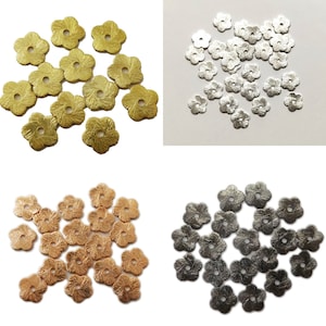 40 PCS 8mm Flower Flat Brushed Disc 18k Gold Plated Black Gold Plated Sterling Silver Plated Copper Plated Jewelry Making B1006