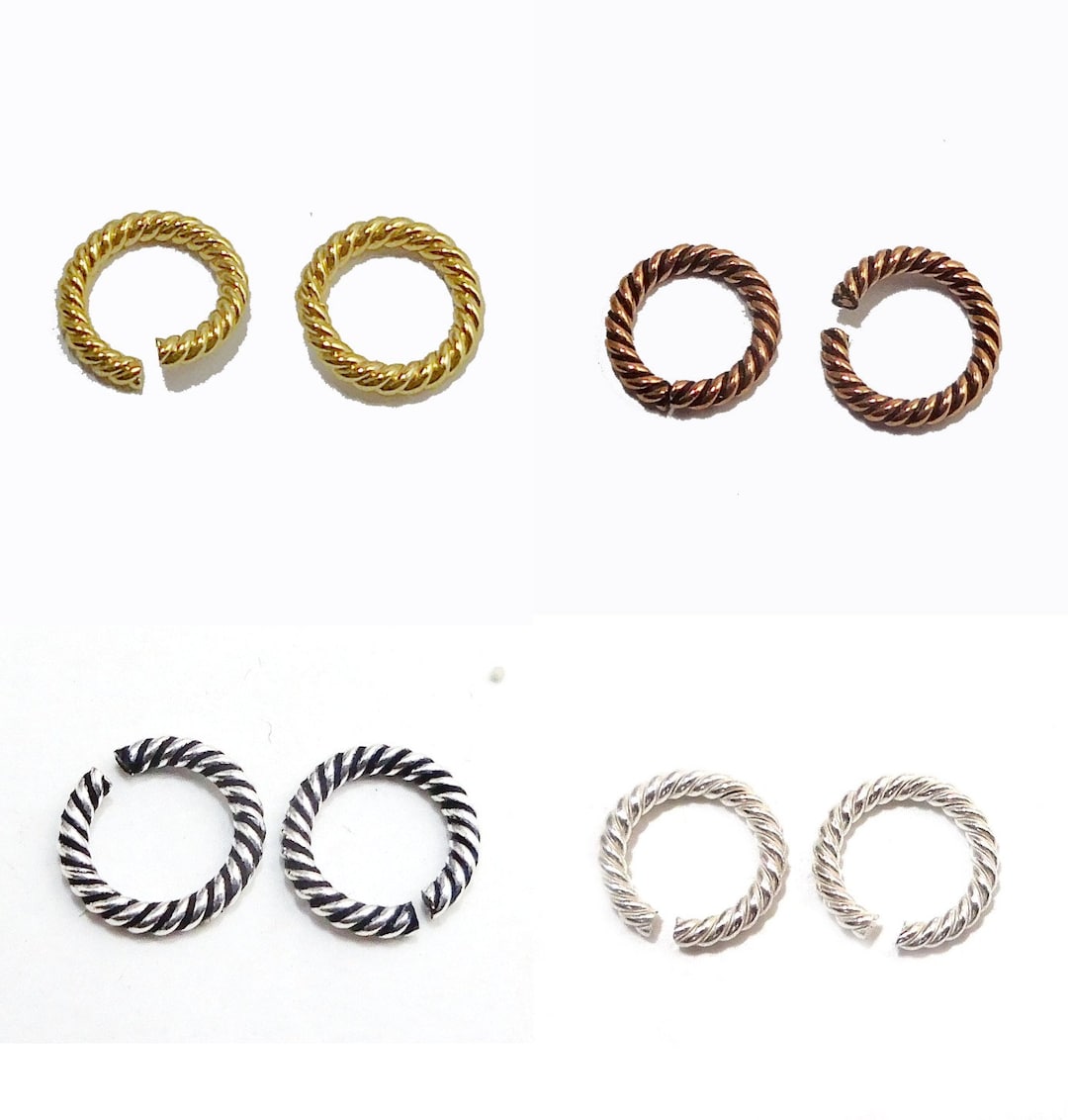 34 Pcs 8mm Twisted Open Jump Rings Soldered Rings Oxidized Silver ...