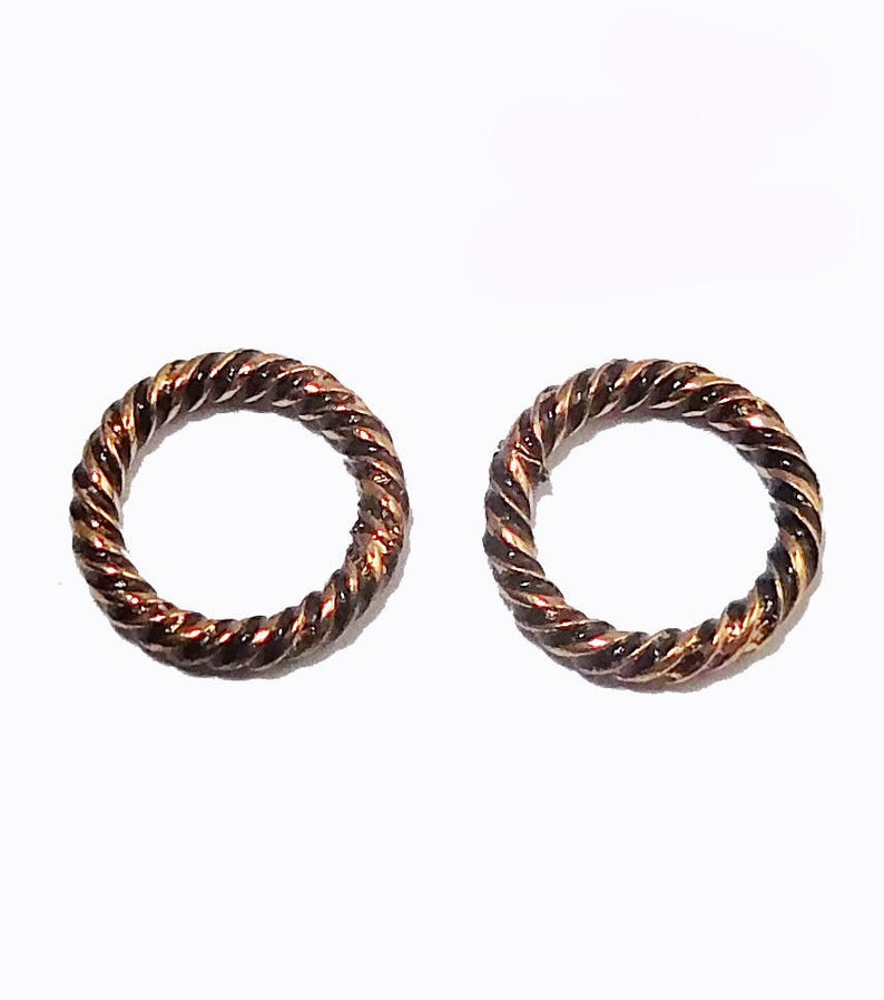 22 PCS 12MM SOLID COPPER BALI TWISTED CLOSED JUMP RING STERLING SILVER PLATED 33