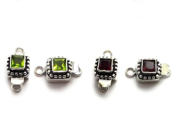 1 Pc 19X10X8MM One Strand Amethyst Clasp Red Garnet Clasp Peridot ClaspBlue Topaz Clasp Citrine Stone Box Clasp Antique Silver Plated  B806