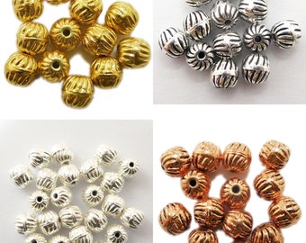 25 Pcs 6mm Round Spacer Corrugated Bead Antique Silver Antique Copper 18k Gold Plated Sterling Silver Plated B1014