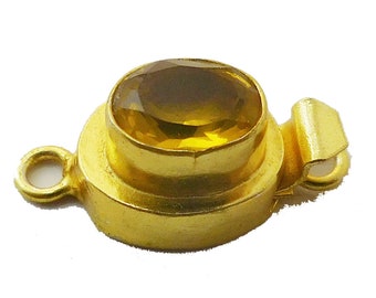 1 Pc Oval Citrine Gemstone Box Clasp 1 Strand 18k Gold Plated Jewelry Making Clasp B618