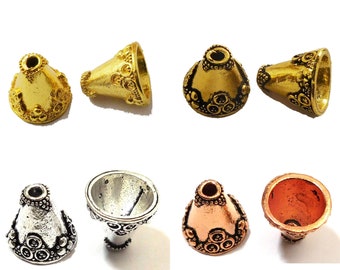 2 stuks 16 x 16 mm Bali-kegelkralendop antiek verguld antiek verzilverd antiek koper 18k verguld B293