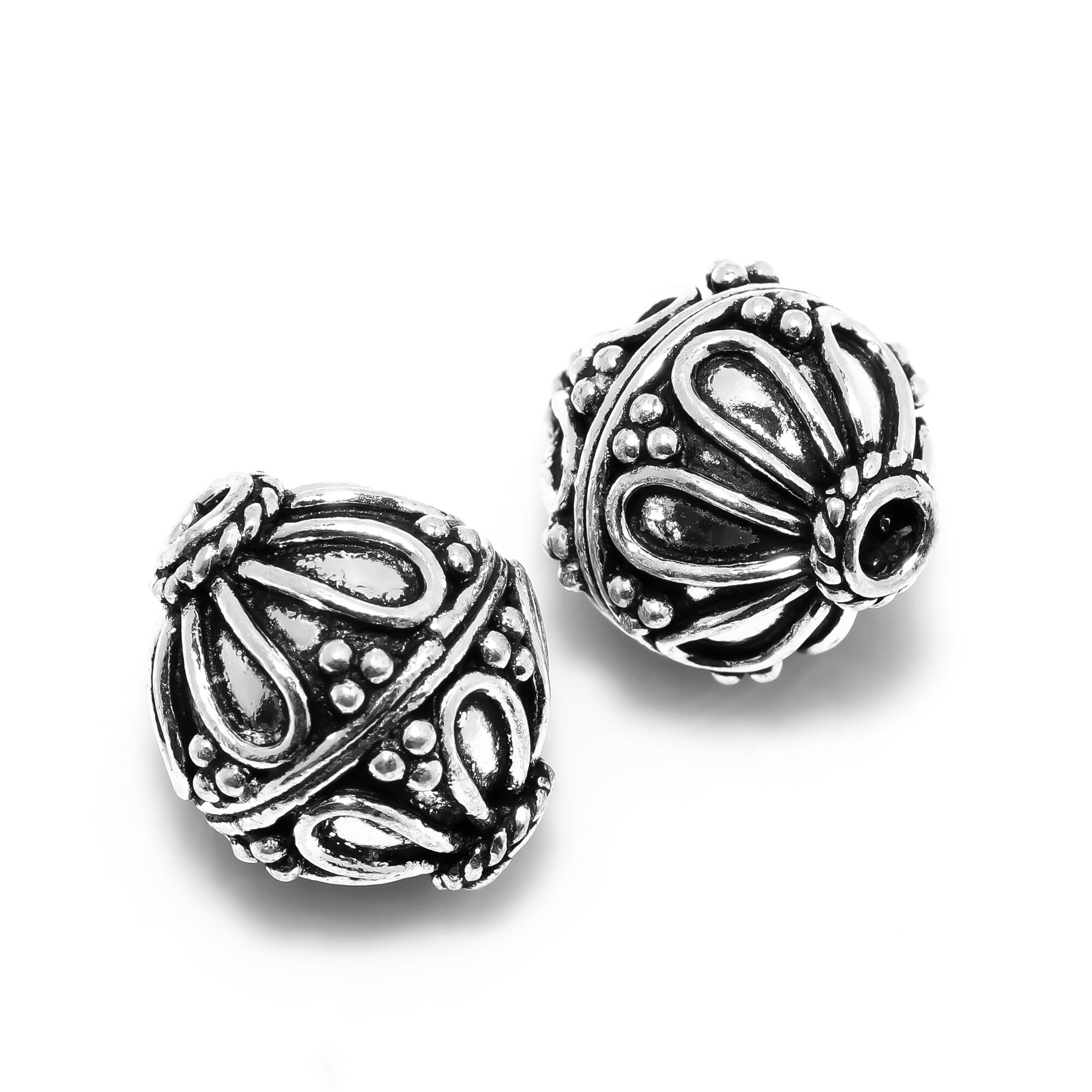 2 Pieces 15x17mm Bali Bead Antique Silver Plated Antique Gold - Etsy