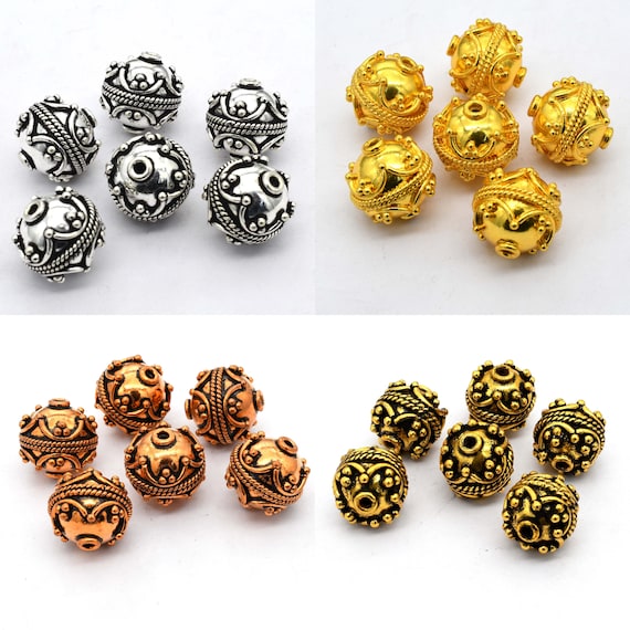 8mm 10mm 12mm 14mm Bali Bead Oxidized Sterling Silver Plated 18k Gold Plated Antique Copper Jewelry Making Bead  B4