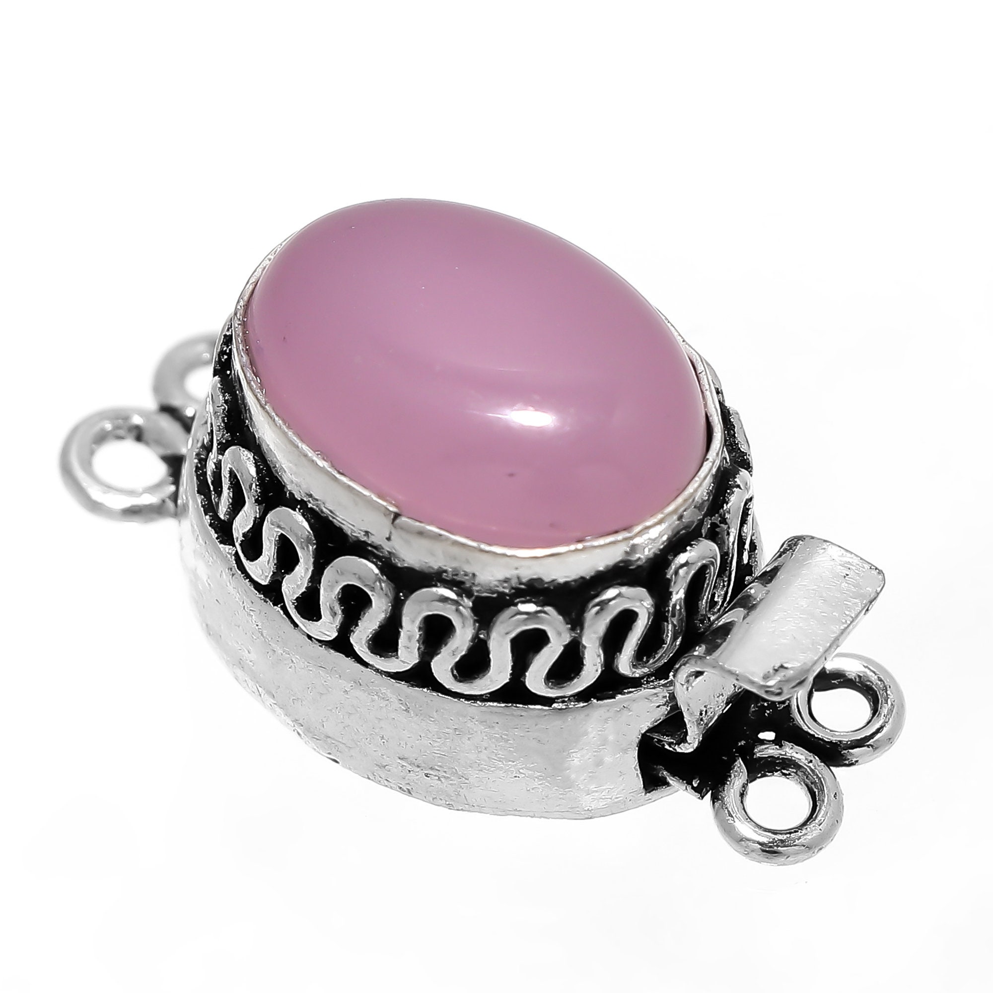 Rose Quartz 925 Sterling Silver Box Clasp – 8x10mm – LQ Gemworks