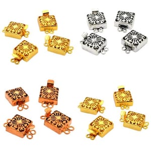 1 Stück 23X15X6mm Filigrane Quadrat Box Verschluss 2 Strang Oxidiert Silber überzogen oxidiertes Kupfer 18k vergoldet Schmuck machen Verschluss B387