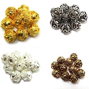 5 Pcs 10mm Bali Bead Oxidized Silver Plated Oxidized Copper Sterling Silver Plated 18k Gold Plated Jewelry Supplies Beads B720