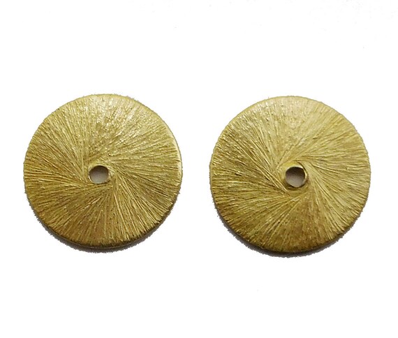 20 Pcs 10mm Brushed Flat Disc 18k Gold Plated Brushed Disk Jewelry