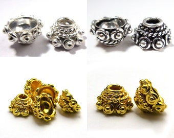 6 Pieces 10mm Bali Bead Cap Antique Silver Plated Antique Copper Sterling Silver Plated 18k Gold Plated Jewelry Making Bead Cap B257