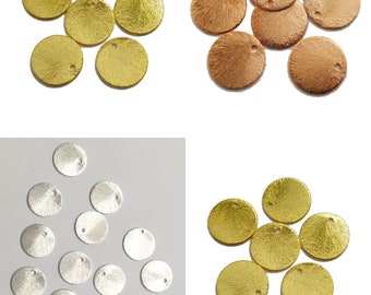 15 Pcs 12mm Brushed Charms Connector Finding Copper Sterling Silver Plated 18k Gold Plated B867
