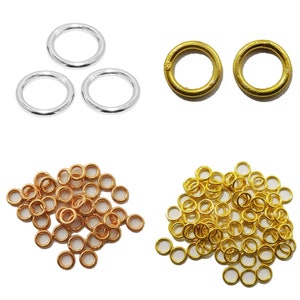 65 Pcs 6mm Closed Jump Rings  Sterling Silver Plated Copper Plated 18k Gold Plated Soldered Jump Ring B785
