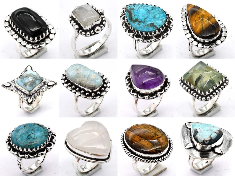 Ring Mix Wholesale Mix Ring Lots Antique Silver Plated, Mix Gemstone Assorted ...