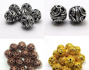 7 Pcs 8mm Bali Beads Antique Silver Plated Antique Copper Sterling  Silver Plated 18k Gold Plated Jewelry Making Bead B672