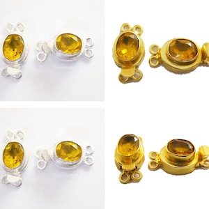 1 Stück Citrin Box Verschluss 2 Strang Sterling Silber 18k Vergoldet über Echtem Kupfer B 618