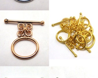 4 Sets 20X33mm Antique Silver Plated Antique Copper Sterling Silver Plated 18k Gold Plated Handmade 2 Strand Toggle Clasp B582