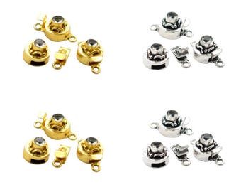 1個 ホワイトトパーズカット 宝石ボックスクラスプ 1ストランド アンティークシルバーメッキ 18Kゴールドメッキ 21X12X10mm ジュエリーメイキングクラスプ B1068