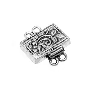 1 Stück 19X17X4mm handgemachte Rechteck Box Verschluss 2 Strang Antik Silber überzogene Schmuck machen Verschluss Verschluss B399