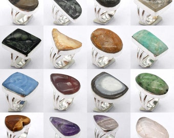 Rings Lot, Handmade jewelry vintage rings, hippie rings, silver rings for women, crystal rings, chunky rings, boho rings for gift